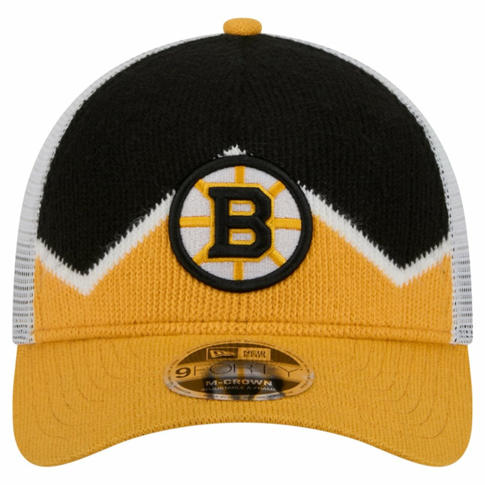Boston Bruins New Era Hockey Sock 9FORTY A-Frame M-Crown Adjustable Trucker Hat -  NHL Hats