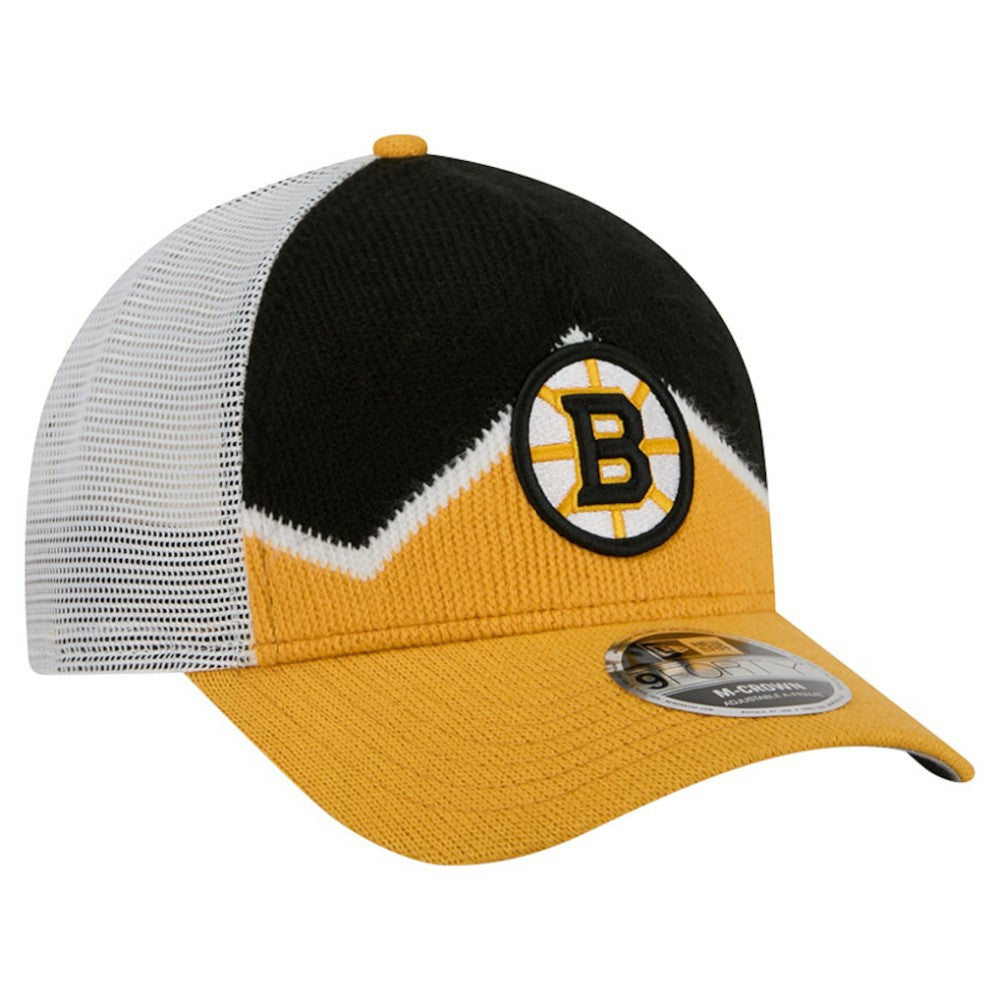 Boston Bruins New Era Hockey Sock 9FORTY A-Frame M-Crown Adjustable Trucker Hat -  NHL Hats