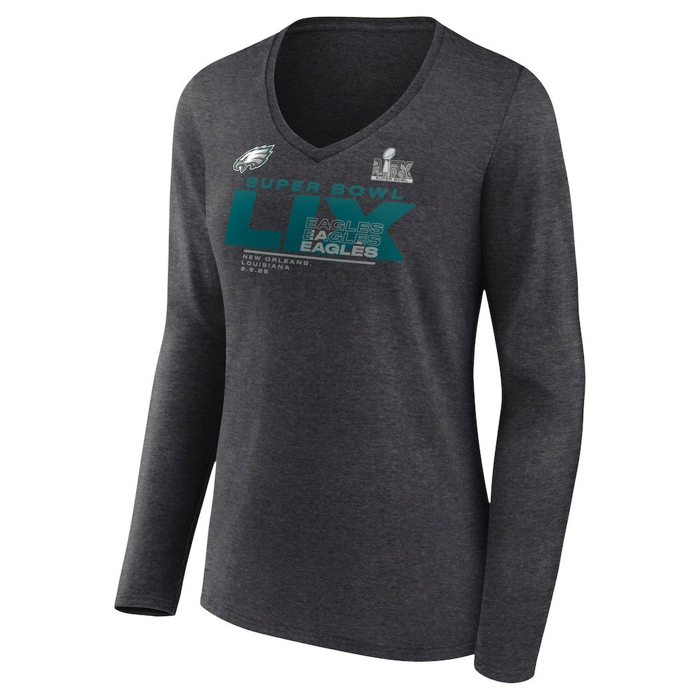 Philadelphia Eagles Women's Super Bowl LIX Quick Pass Long Sleeve V-Neck T-Shirt | NFL Near me