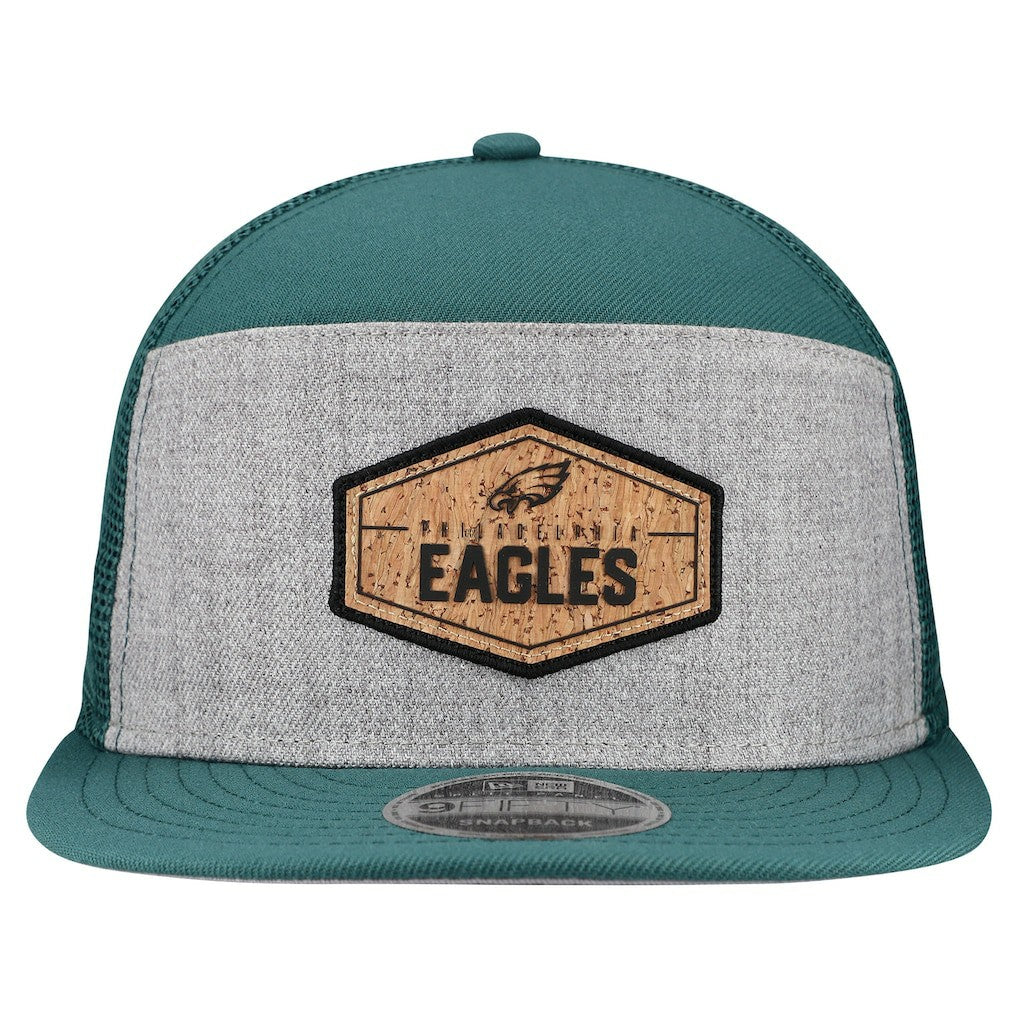 Philadelphia Eagles Cork Split Panel 9FIFTY Trucker Snapback Hat | NFL Hot