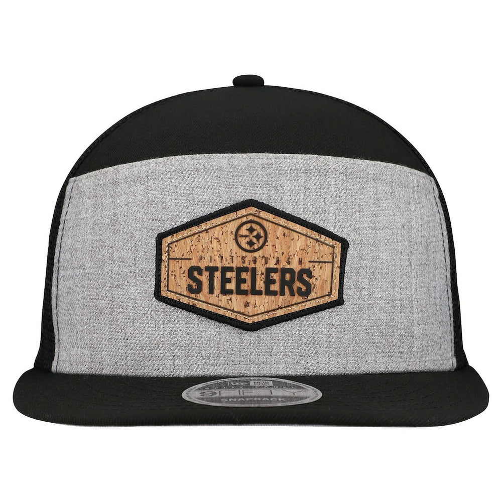 Pittsburgh Steelers Cork Split Panel 9FIFTY Trucker Snapback Hat | NFL Near me