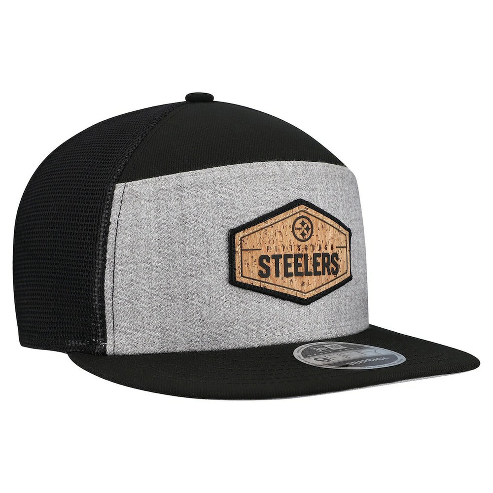 Pittsburgh Steelers Cork Split Panel 9FIFTY Trucker Snapback Hat | NFL Near me