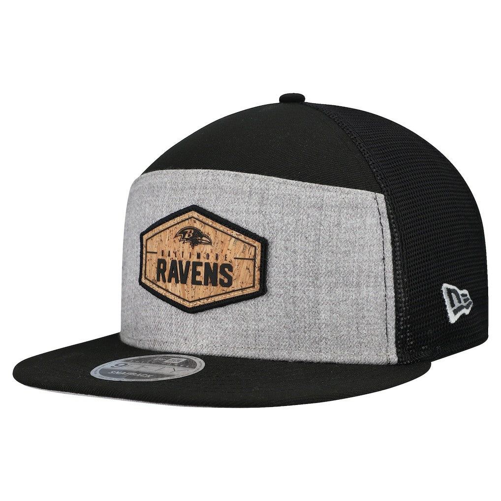 Baltimore Ravens Cork Split Panel 9FIFTY Trucker Snapback Hat | NFL Sale