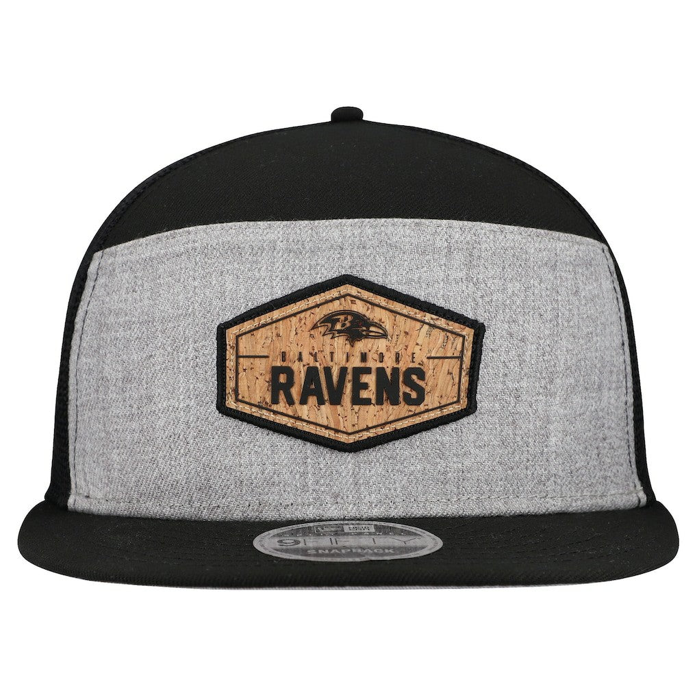 Baltimore Ravens Cork Split Panel 9FIFTY Trucker Snapback Hat | NFL Sale