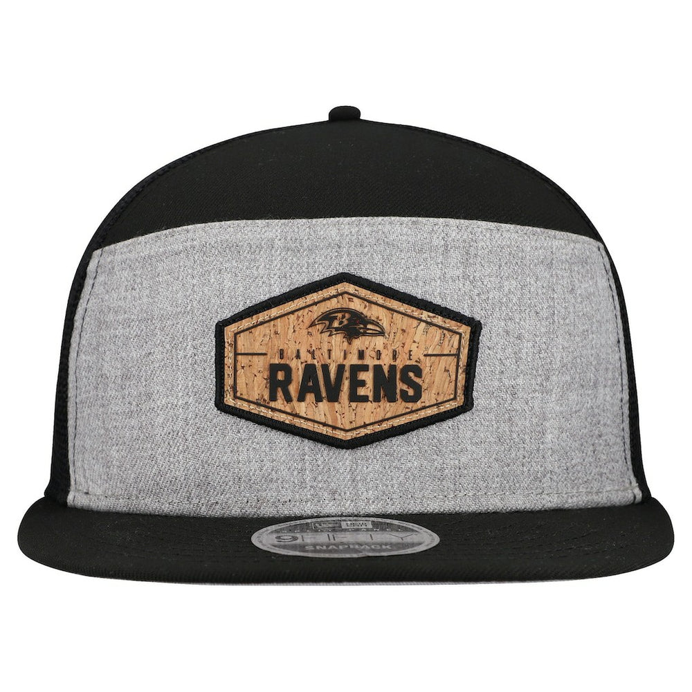 Baltimore Ravens Cork Split Panel 9FIFTY Trucker Snapback Hat | NFL Sale
