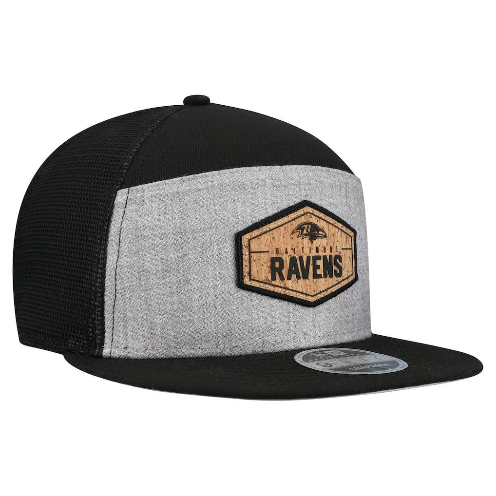 Baltimore Ravens Cork Split Panel 9FIFTY Trucker Snapback Hat | NFL Sale