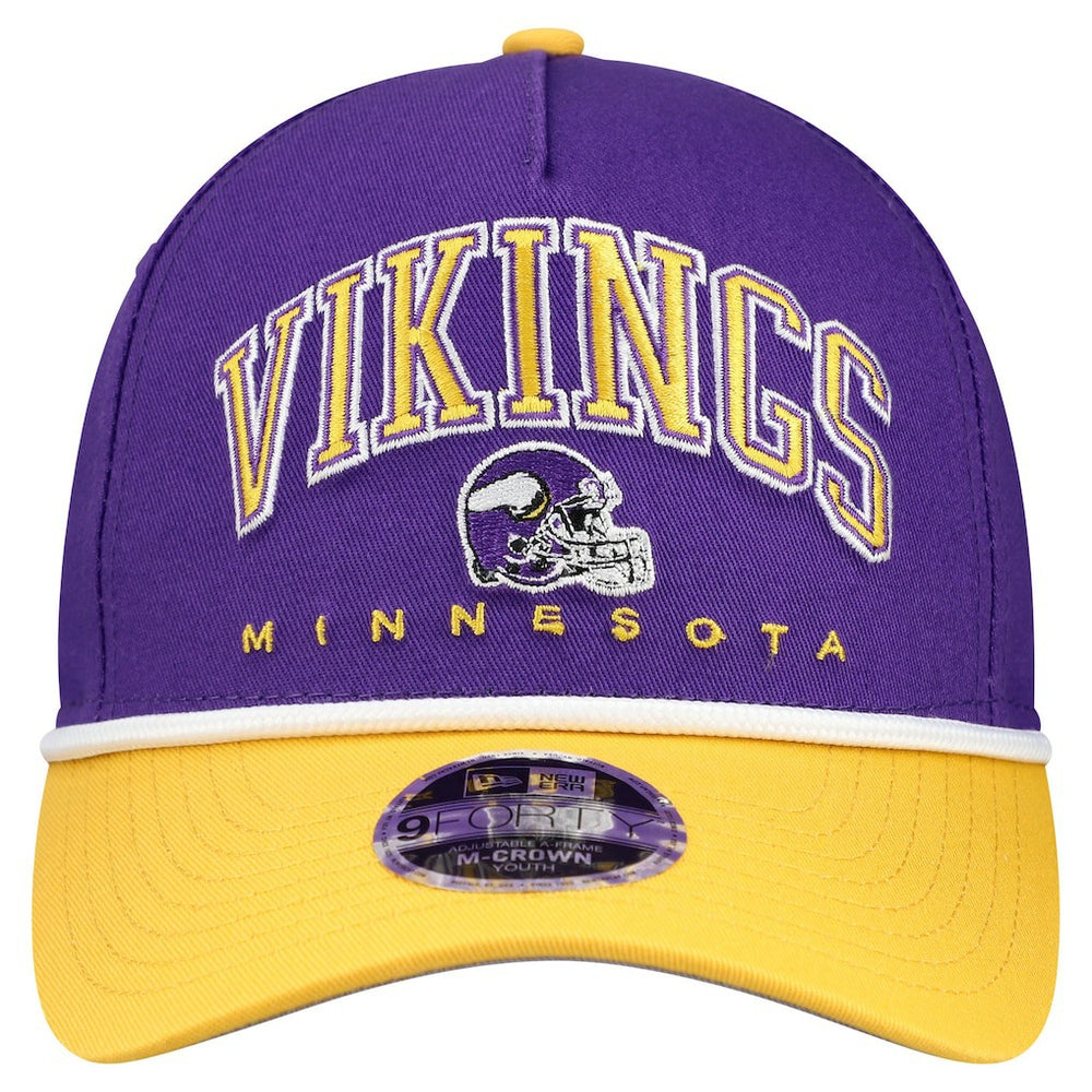 Minnesota Vikings Youth Arch COOLERA 9FORTY A-Frame Adjustable Hat | NFL New