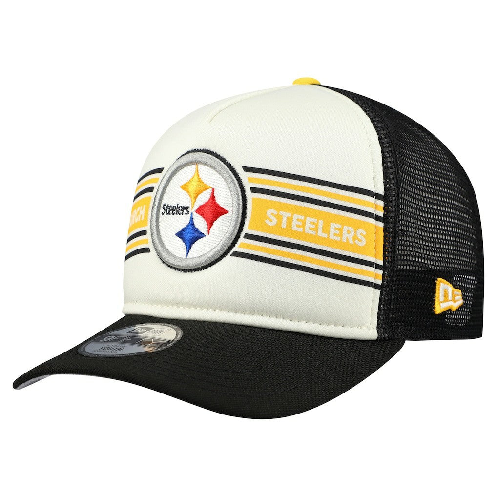 Pittsburgh Steelers Youth Banner 9FIFTY A-Frame Adjustable Trucker Hat | NFL Sale