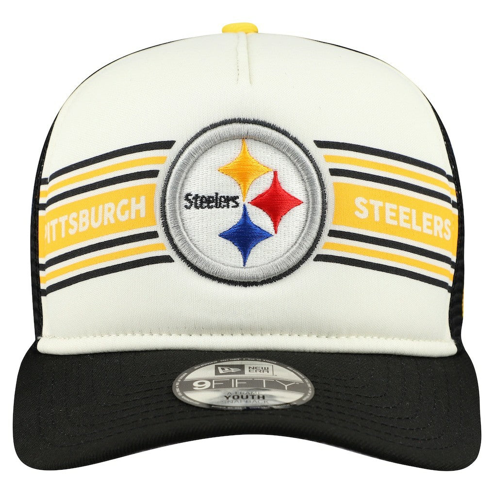Pittsburgh Steelers Youth Banner 9FIFTY A-Frame Adjustable Trucker Hat | NFL Sale