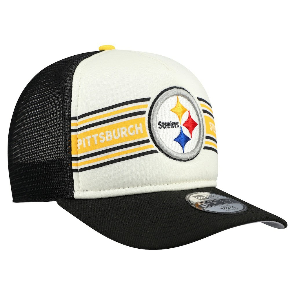 Pittsburgh Steelers Youth Banner 9FIFTY A-Frame Adjustable Trucker Hat | NFL Sale