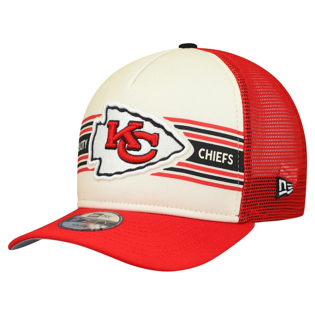 Kansas City Chiefs Youth Banner 9FIFTY A-Frame Adjustable Trucker Hat | NFL Sale