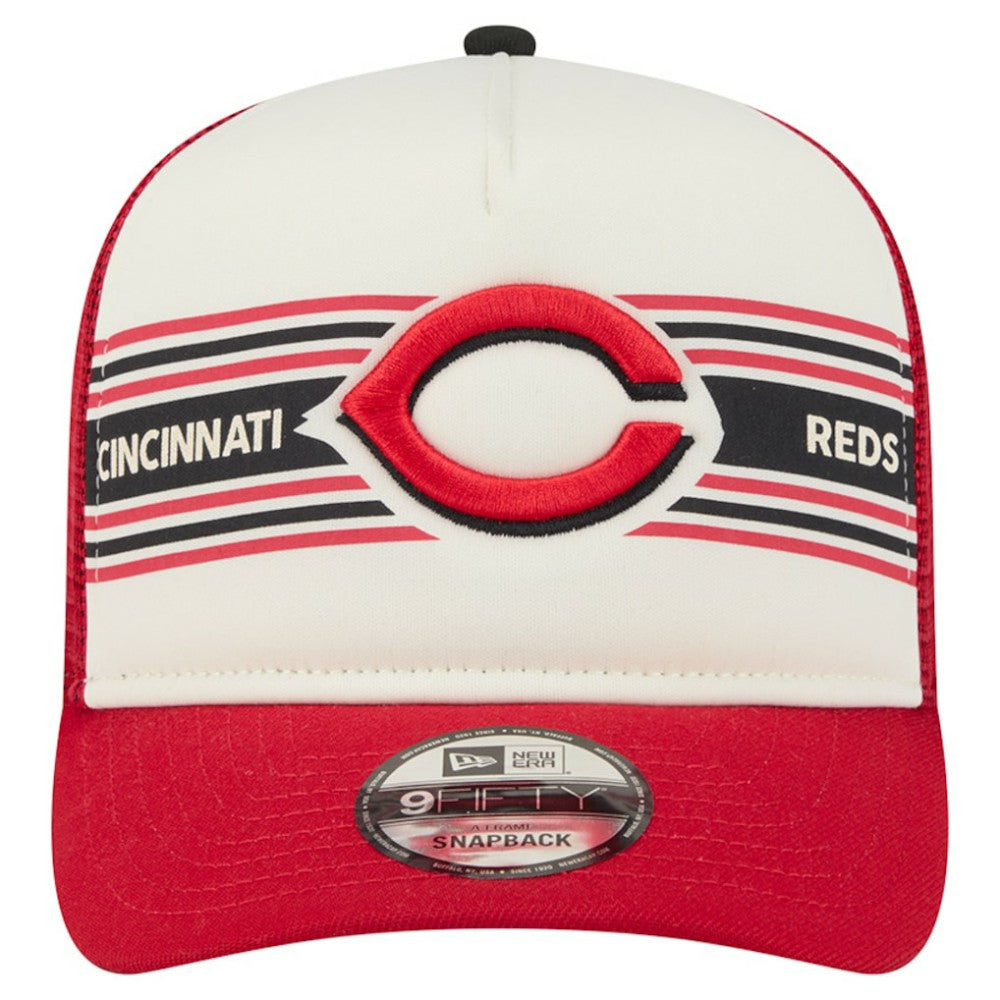 Cincinnati Reds New Era Banner A-Frame 9FIFTY Trucker Snapback Hat - MLB Hats
