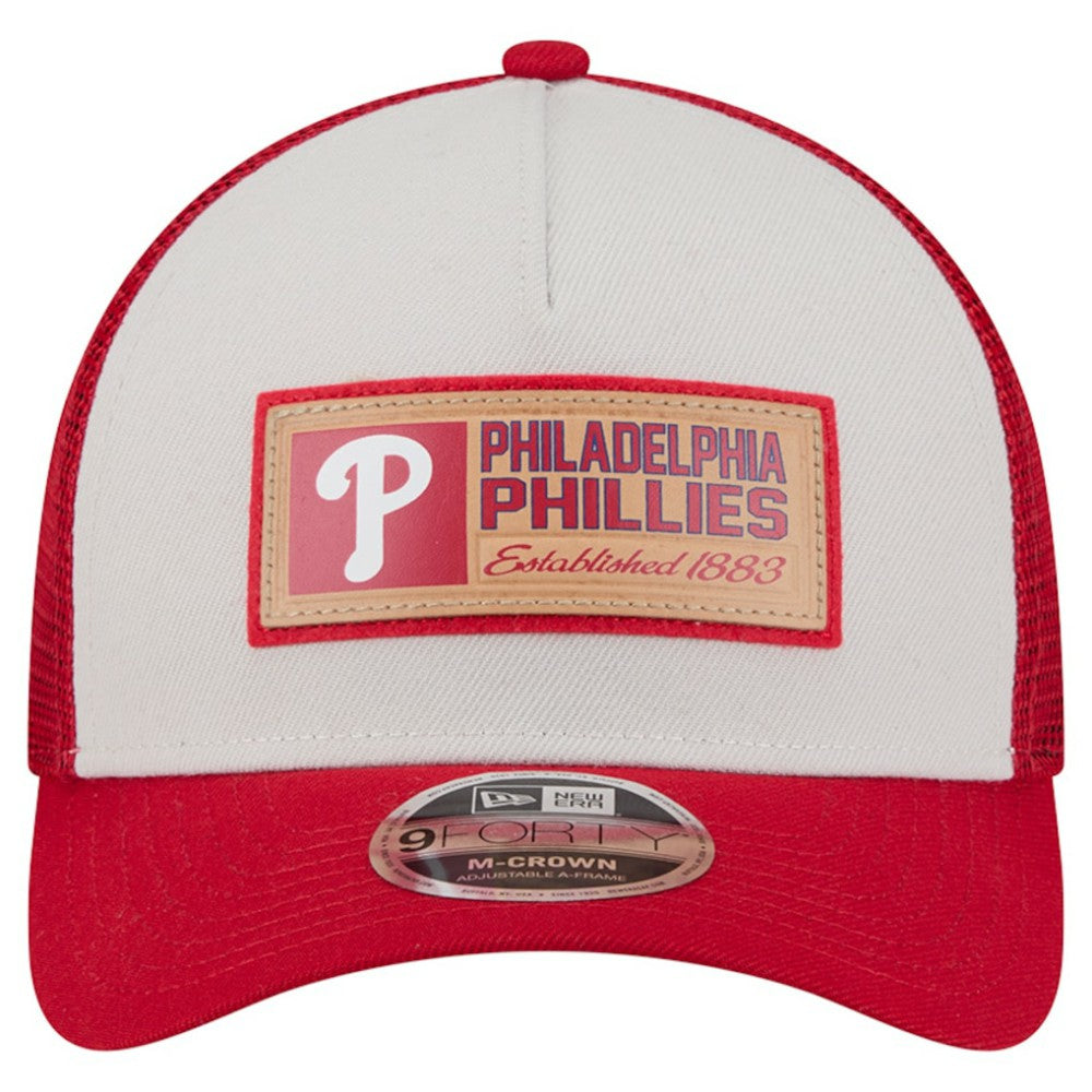 Philadelphia Phillies New Era Text A-Frame Trucker 9FORTY Hat - MLB Hats