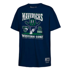Navy Dallas Mavericks Youth Retro Mascot Script T-Shirt sale | NBA