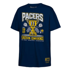 Navy Indiana Pacers Youth Retro Mascot Script T-Shirt | NBA
