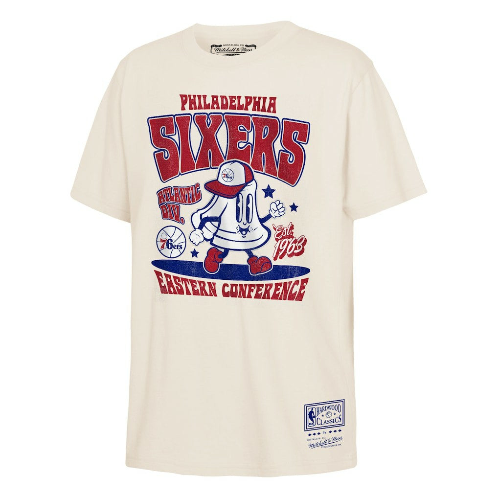 Cream Philadelphia 76ers Youth Retro Mascot Script T-Shirt | NBA
