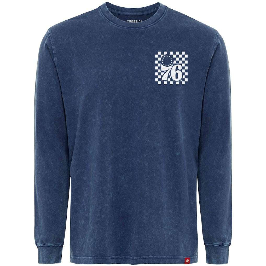 Blue Philadelphia 76ers Sportiqe Men's Bono Long Sleeve T-Shirt | NBA