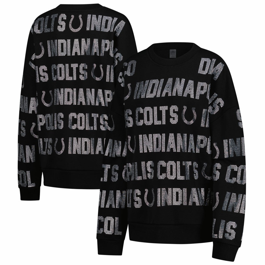 Indianapolis Colts Gameday Couture Women's Oversized Hype Era Rhinestone Text Sweatshirt | NFL Online