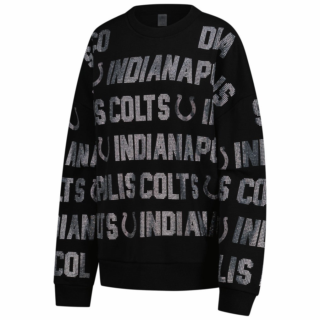 Indianapolis Colts Gameday Couture Women's Oversized Hype Era Rhinestone Text Sweatshirt | NFL Online