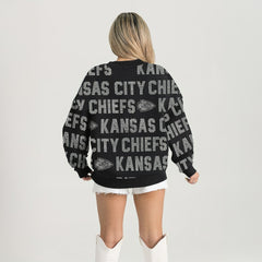 Kansas City Chiefs Gameday Couture Women's Oversized Hype Era Rhinestone Text Sweatshirt | NFL Outlet