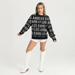 Los Angeles Rams Gameday Couture Women's Oversized Hype Era Rhinestone Text Sweatshirt | NFL New