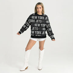 New York Jets Gameday Couture Women's Oversized Hype Era Rhinestone Text Sweatshirt | NFL Online