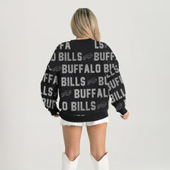Buffalo Bills Gameday Couture Women's Oversized Hype Era Rhinestone Text Sweatshirt | NFL Discount