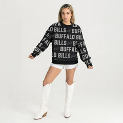 Buffalo Bills Gameday Couture Women's Oversized Hype Era Rhinestone Text Sweatshirt | NFL Discount