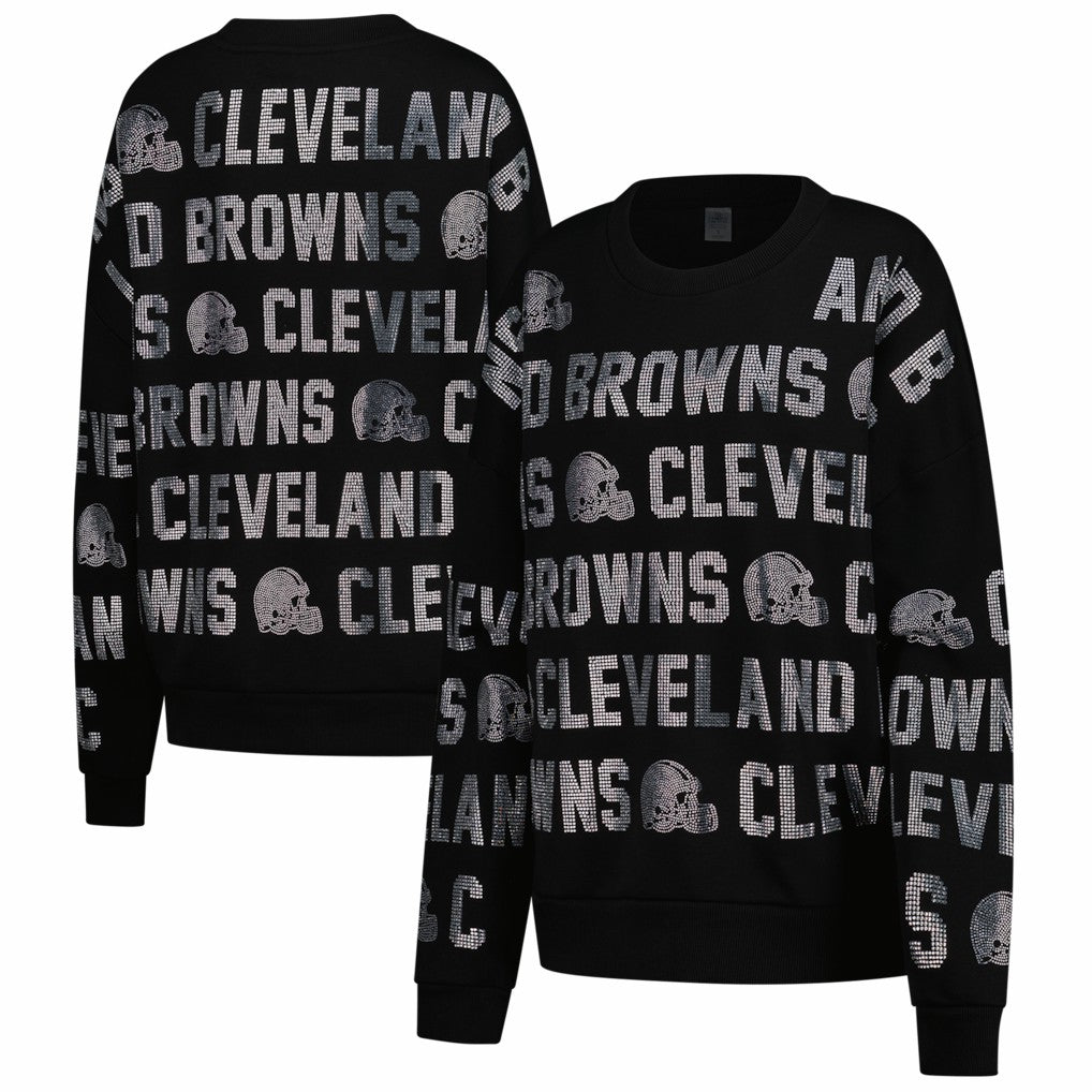 Cleveland Browns Gameday Couture Women's Oversized Hype Era Rhinestone Text Sweatshirt | NFL US