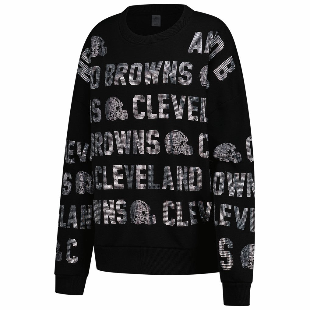 Cleveland Browns Gameday Couture Women's Oversized Hype Era Rhinestone Text Sweatshirt | NFL US