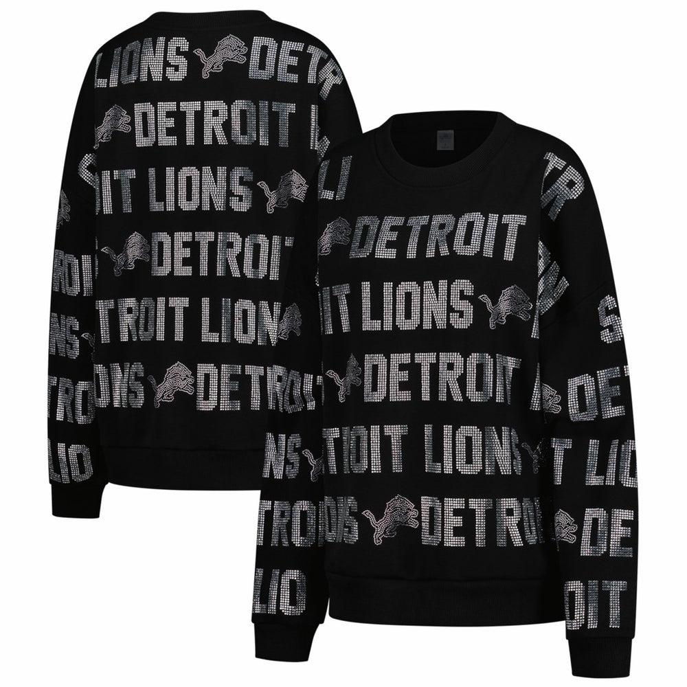 Detroit Lions Gameday Couture Women's Oversized Hype Era Rhinestone Text Sweatshirt | NFL New