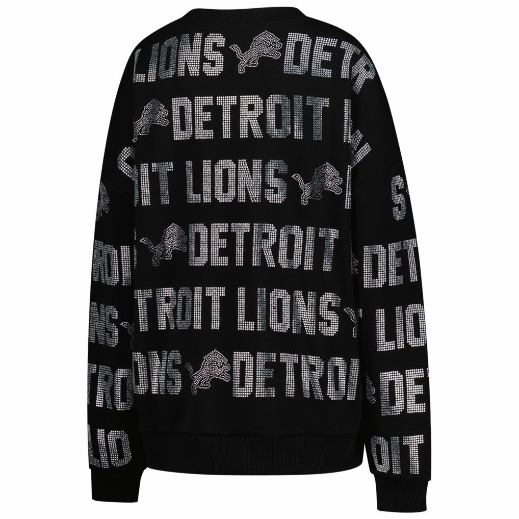 Detroit Lions Gameday Couture Women's Oversized Hype Era Rhinestone Text Sweatshirt | NFL New