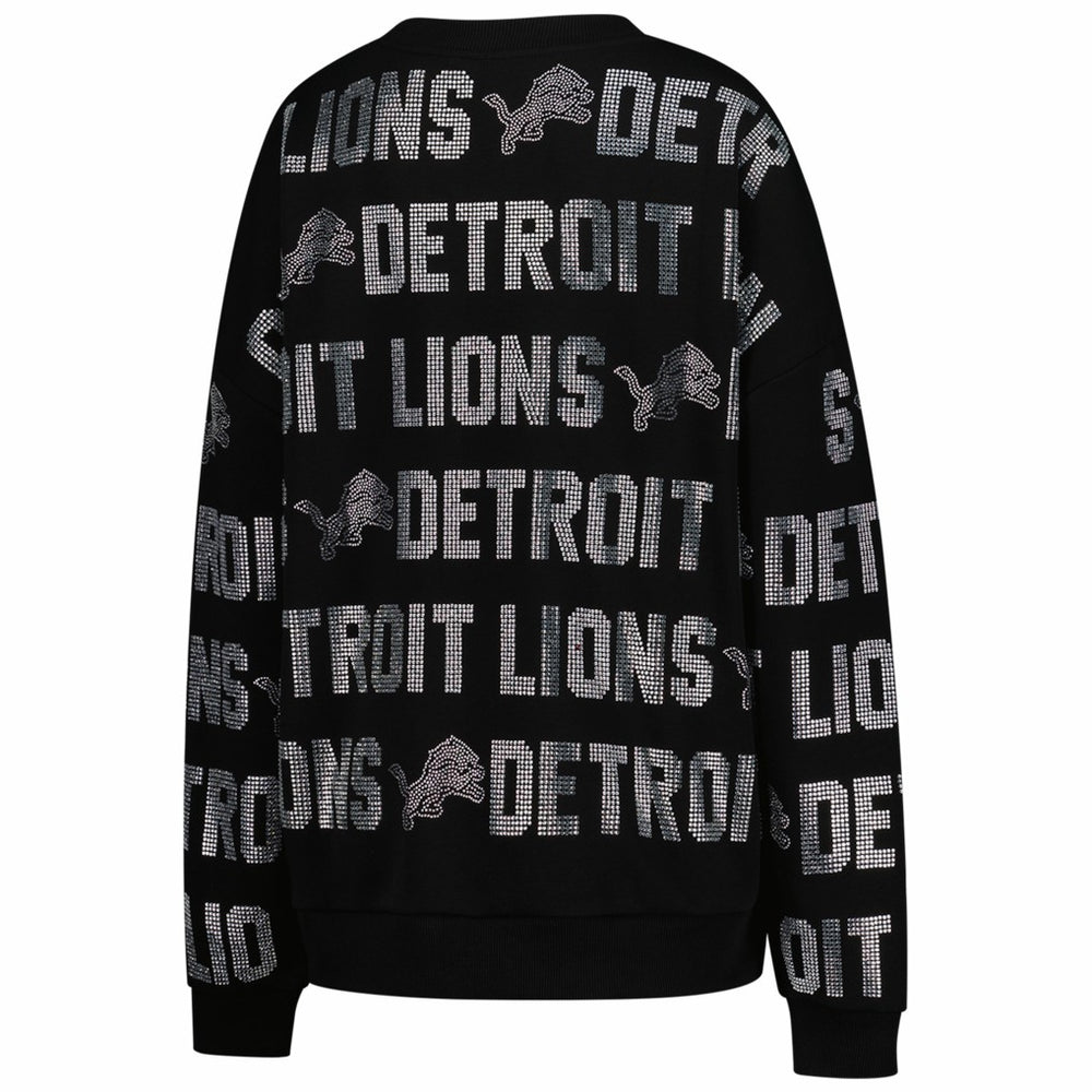 Detroit Lions Gameday Couture Women's Oversized Hype Era Rhinestone Text Sweatshirt | NFL New