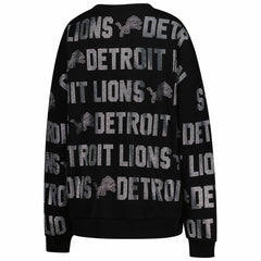 Detroit Lions Gameday Couture Women's Oversized Hype Era Rhinestone Text Sweatshirt | NFL New