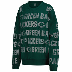 Green Bay Packers Gameday Couture Women's Oversized Hype Era Rhinestone Text Sweatshirt | NFL New