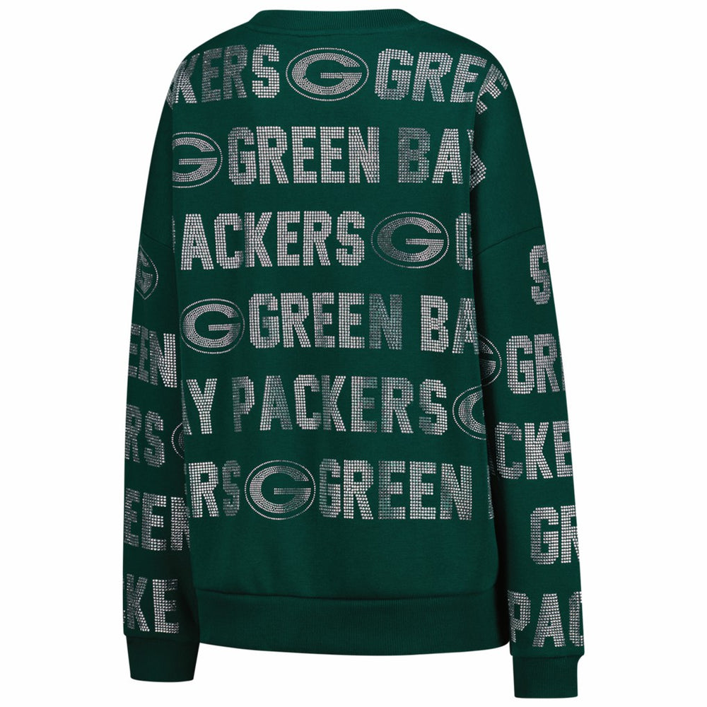 Green Bay Packers Gameday Couture Women's Oversized Hype Era Rhinestone Text Sweatshirt | NFL New