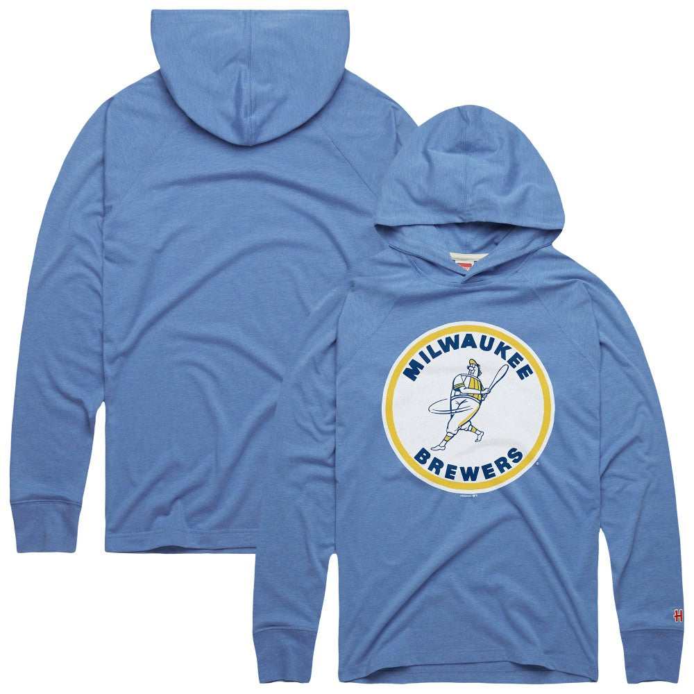 Milwaukee Brewers Homage Lightweight Raglan Tri-Blend Pullover Hoodie - MLB Hoodies