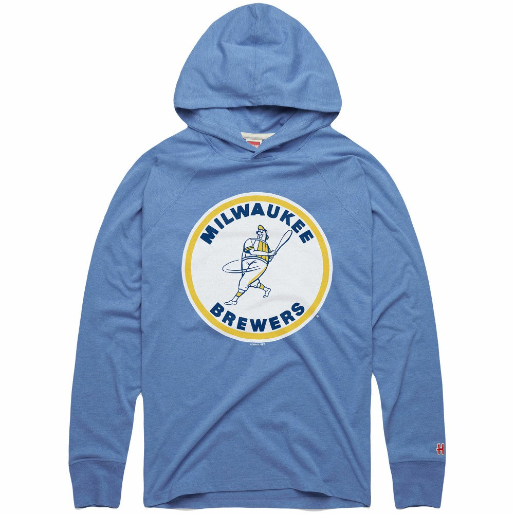 Milwaukee Brewers Homage Lightweight Raglan Tri-Blend Pullover Hoodie - MLB Hoodies