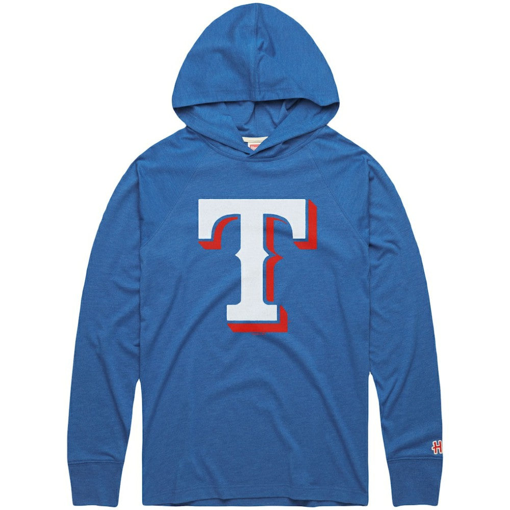 Texas Rangers Homage Lightweight Raglan Tri-Blend Pullover Hoodie - MLB Hoodies