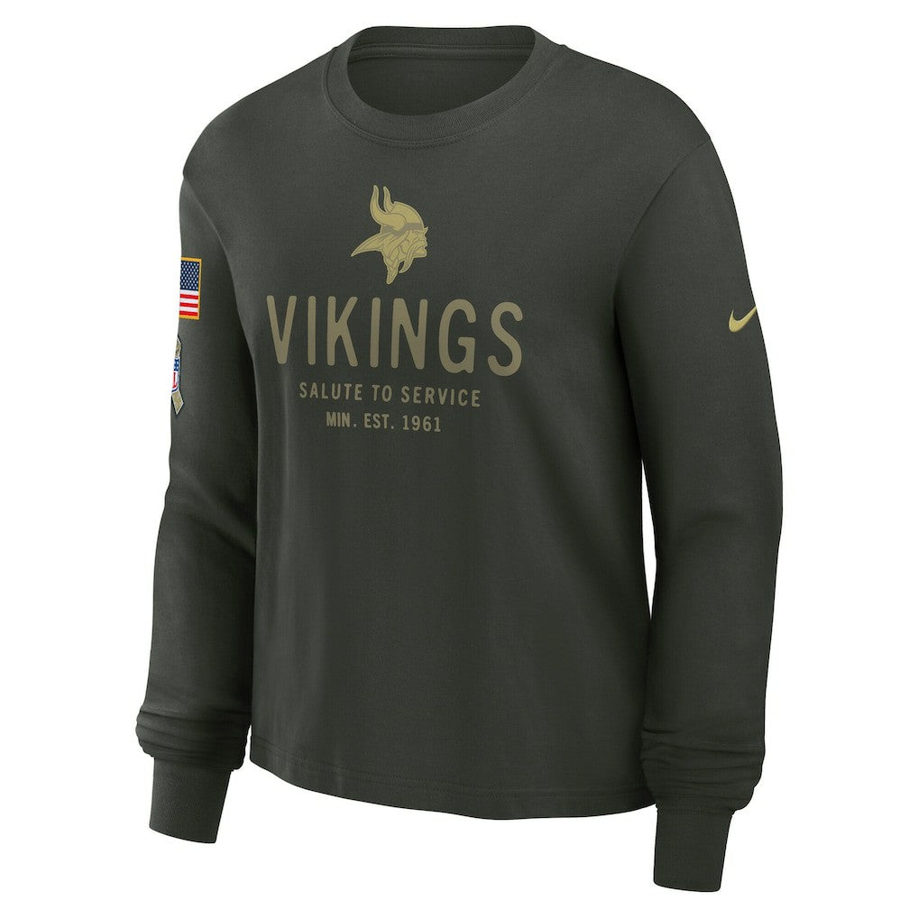 Minnesota Vikings Women's 2025 Salute to Service Sideline Dri-FIT Long Sleeve T-Shirt | NFL New