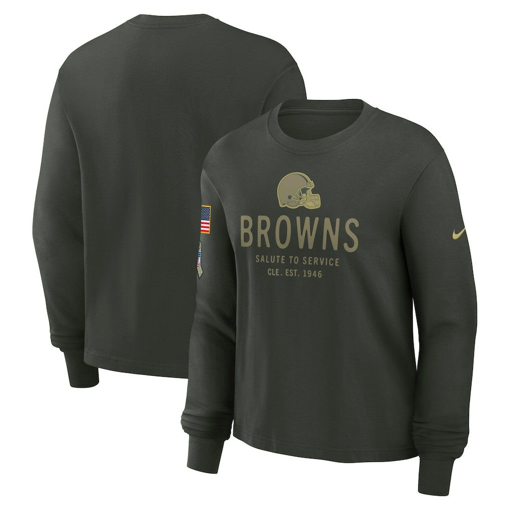 Cleveland Browns Women's 2025 Salute to Service Sideline Dri-FIT Long Sleeve T-Shirt | NFL Outlet