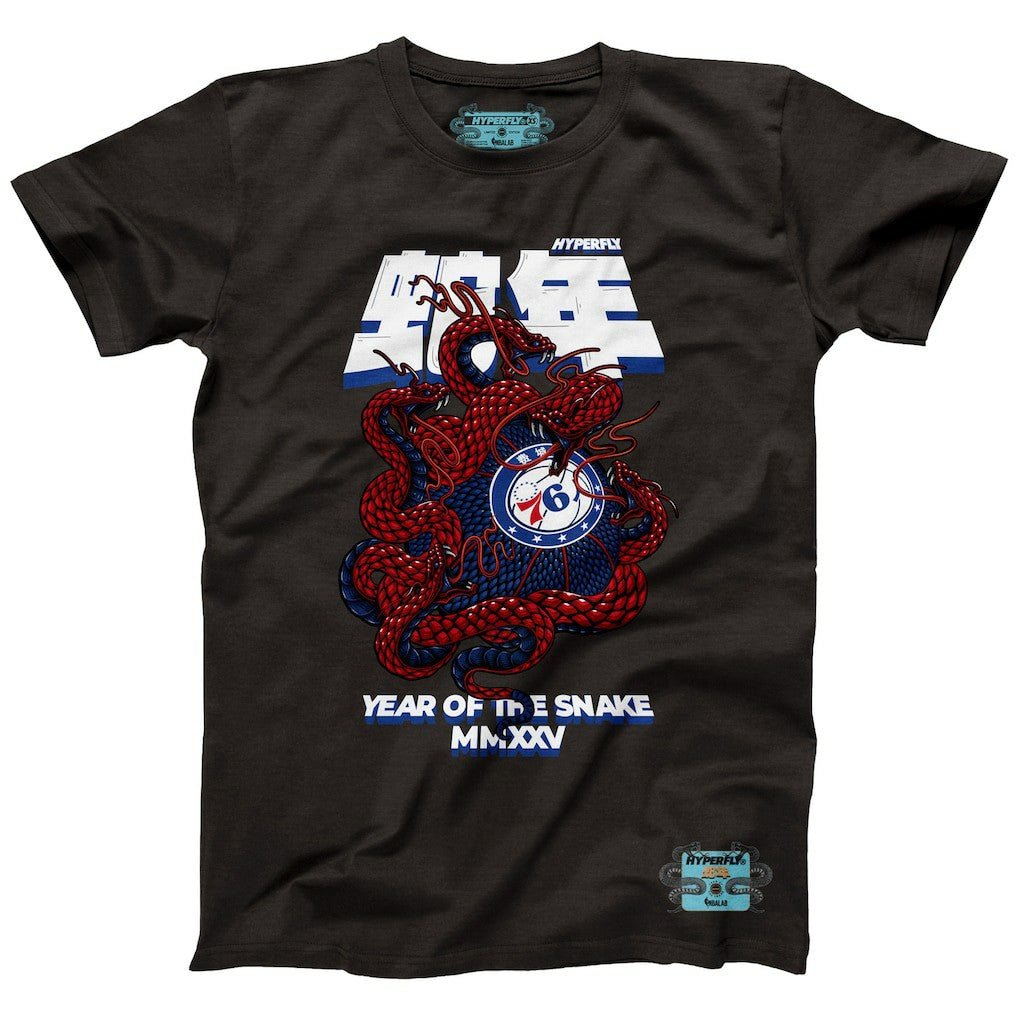 Heather Black Philadelphia 76ers NBALab x Hyperfly Unisex Year of the Snake Lunar New Year Collection T-Shirt | NBA