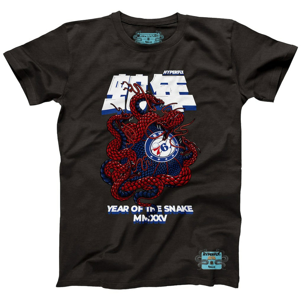 Heather Black Philadelphia 76ers NBALab x Hyperfly Unisex Year of the Snake Lunar New Year Collection T-Shirt | NBA