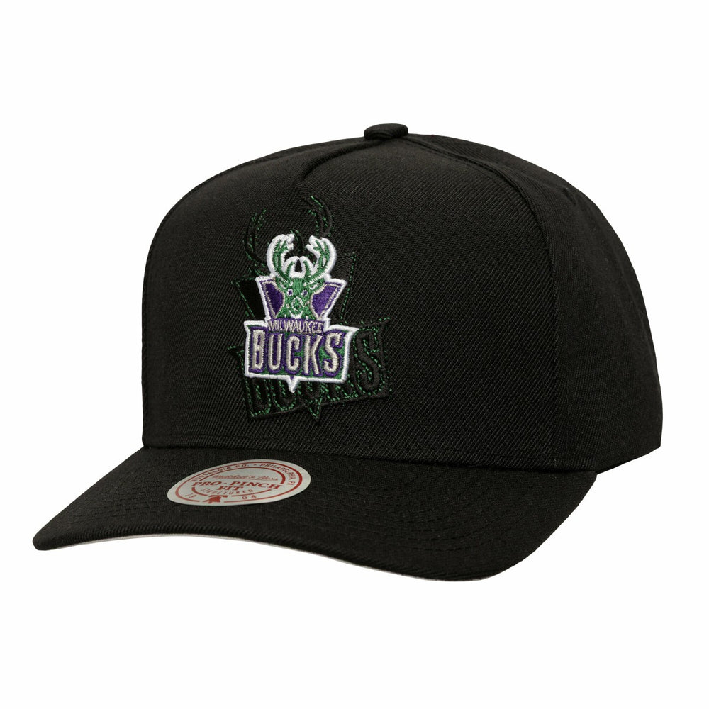 Black Milwaukee Bucks Tilted Pro Pinch Adjustable Hat | NBA