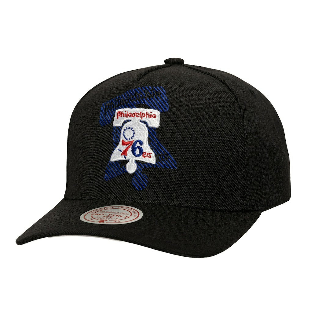 Black Philadelphia 76ers Tilted Pro Pinch Adjustable Hat | NBA