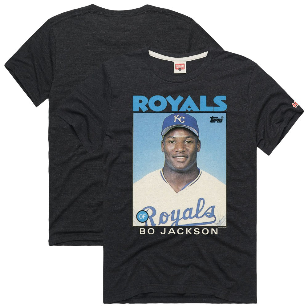 Bo Jackson Kansas City Royals Homage 1986 Topps Baseball Card Player T-Shirt - MLB T-shirts