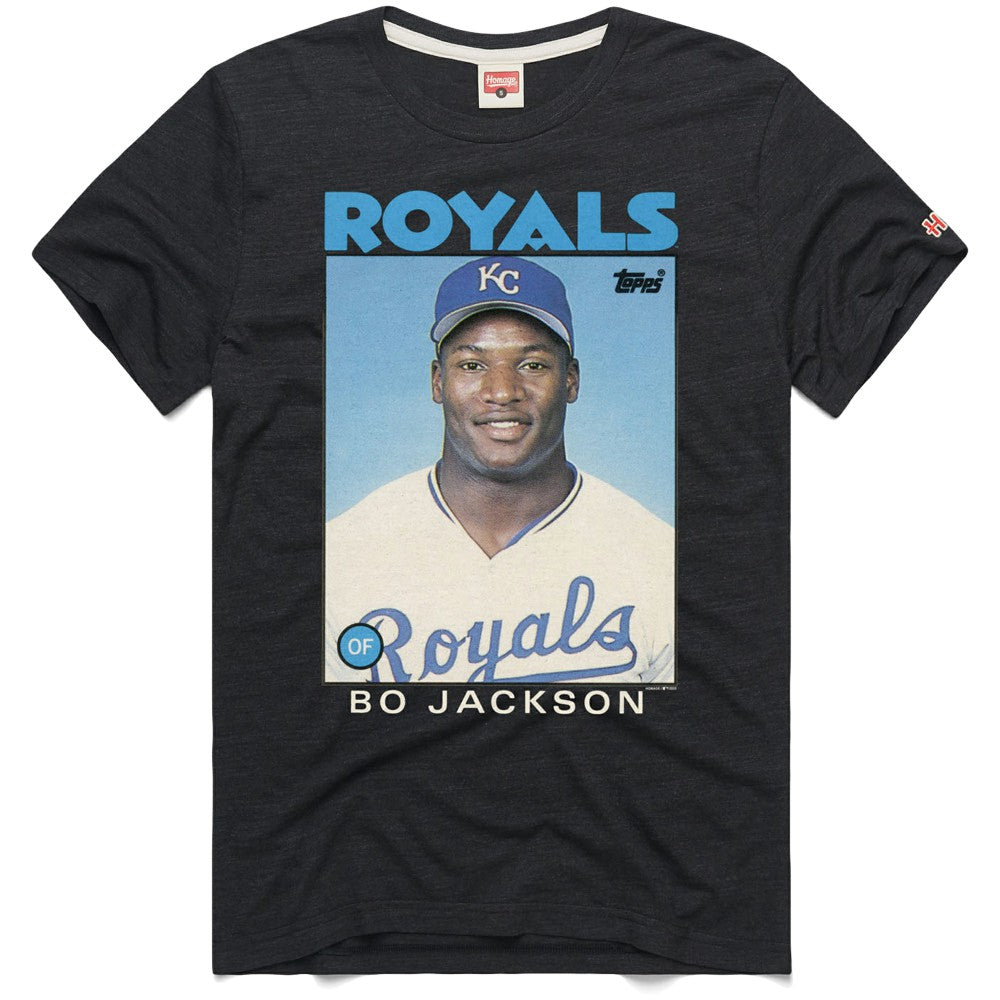 Bo Jackson Kansas City Royals Homage 1986 Topps Baseball Card Player T-Shirt - MLB T-shirts