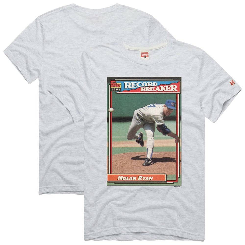 Nolan Ryan Texas Rangers Homage 1991 Topps Baseball Card Player T-Shirt - MLB T-shirts