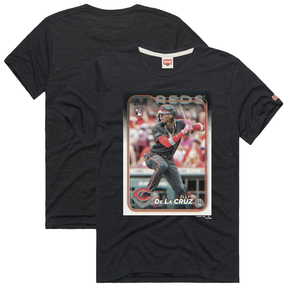Elly De La Cruz Cincinnati Reds Homage 2024 Topps Baseball Card Player Tri-Blend T-Shirt - MLB T-shirts