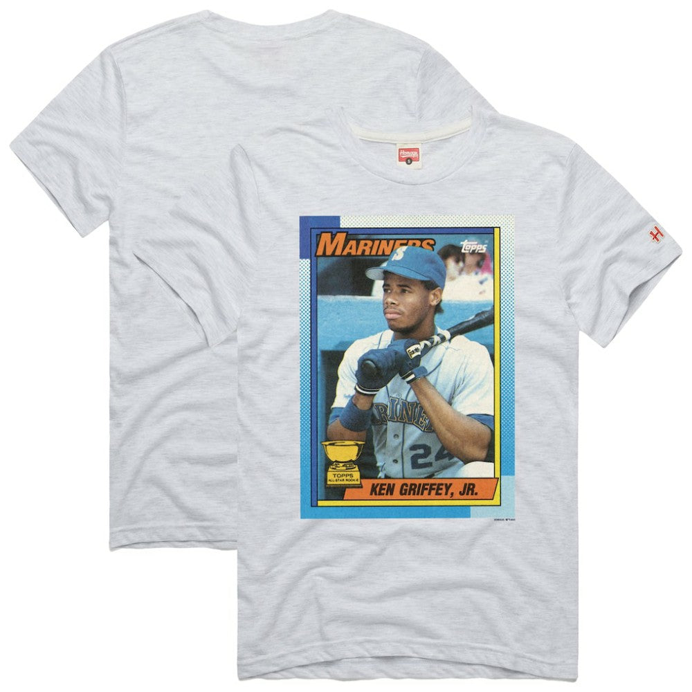 Ken Griffey Jr. Seattle Mariners Homage 1990 Topps Baseball Card Player T-Shirt - MLB T-shirts